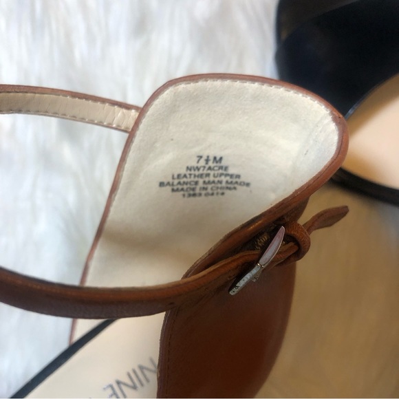 Nine West Acre Leather Black/Brown Heels 7.5M - Picture 6 of 14